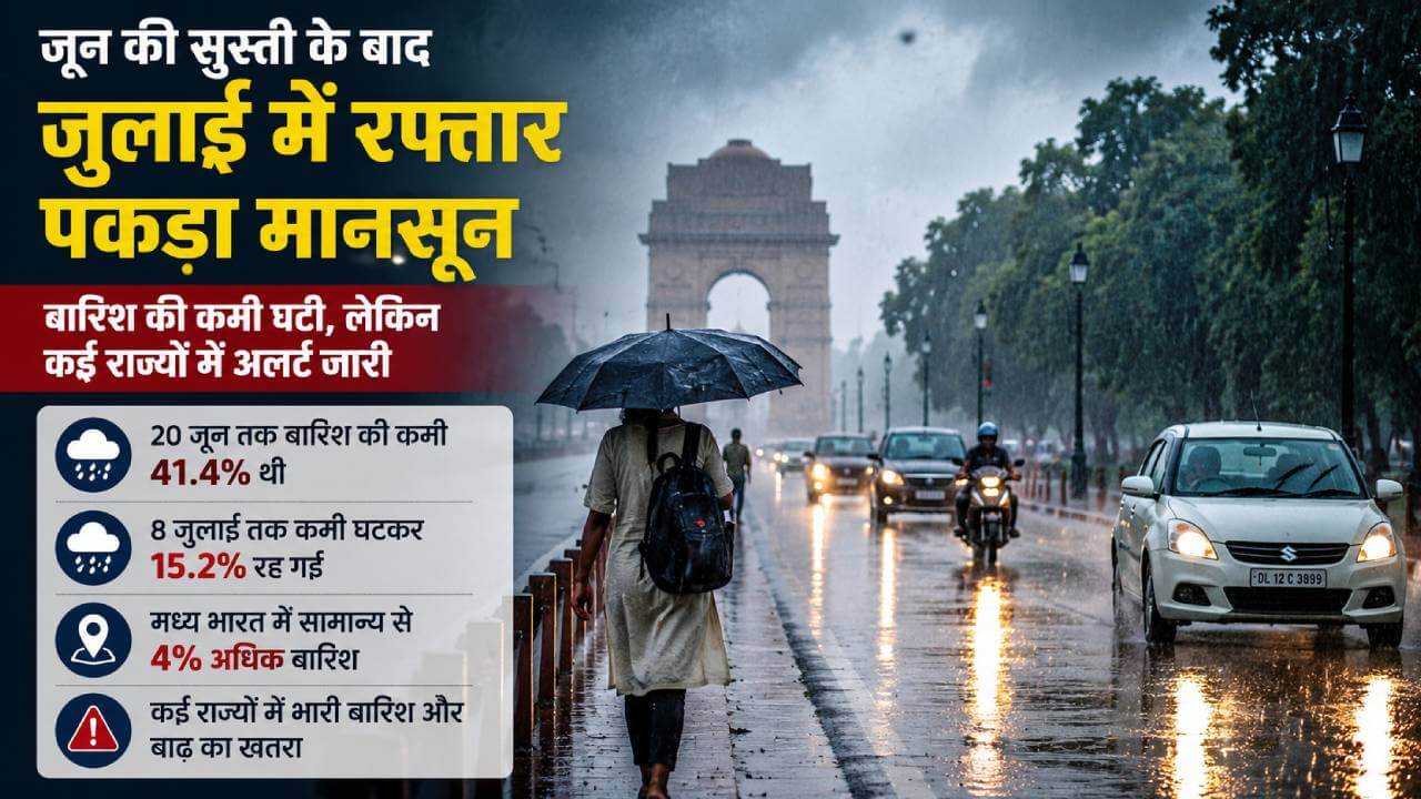 जुलाई में बरसा मॉनसून, जून की सुस्ती के बाद बारिश ने पकड़ी तेज रफ्तार