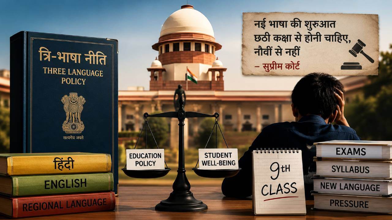 9वीं में तीसरी भाषा पढ़ाना सही नहीं: सुप्रीम कोर्ट ने जताई चिंता, कहा- बोर्ड परीक्षा से पहले बच्चों पर बढ़ता है दबाव