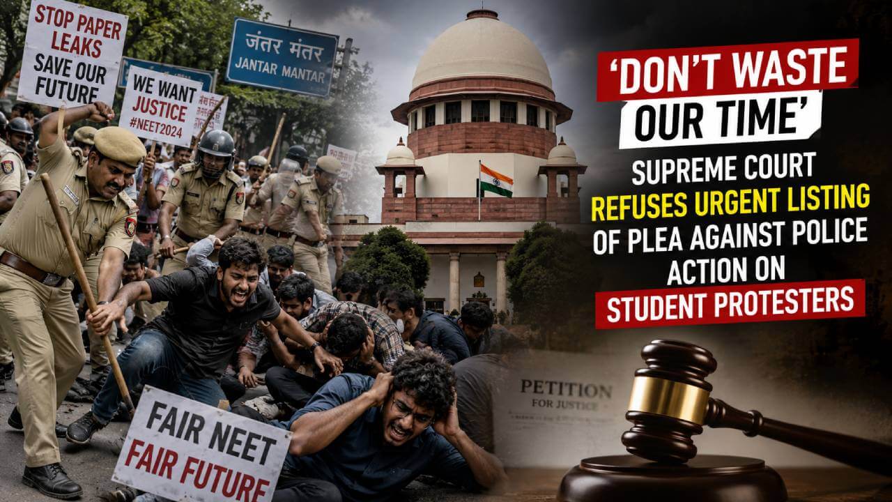 'हमारा समय बर्बाद मत कीजिए': छात्र प्रदर्शन और नीट विवाद पर याचिका की तत्काल सुनवाई से सुप्रीम कोर्ट का इनकार