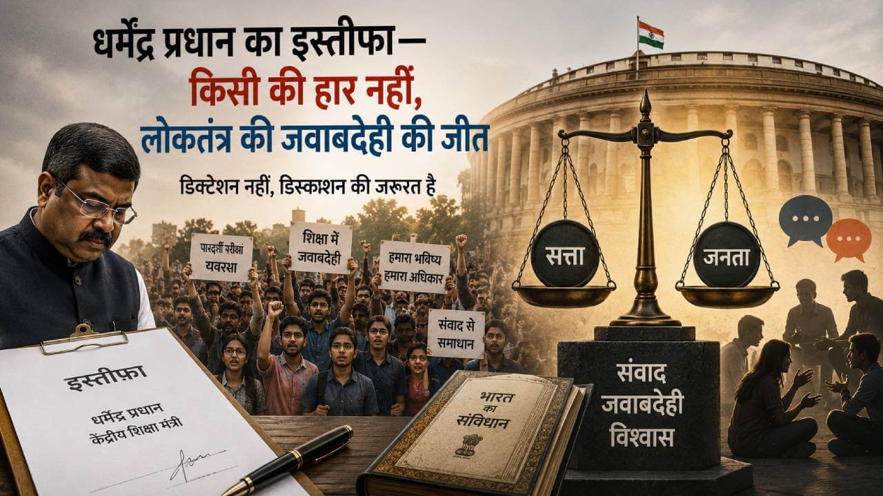 शिक्षा मंत्री धर्मेंद्र प्रधान का इस्तीफ़ा: भारत और उसके लोकतंत्र की जीत