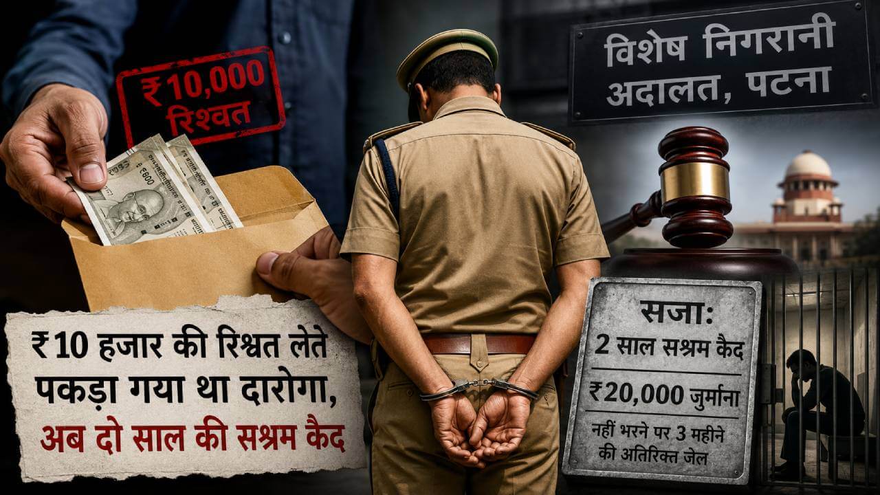 10 हजार की रिश्वत लेते पकड़ा गया था दारोगा, अब दो साल की सजा