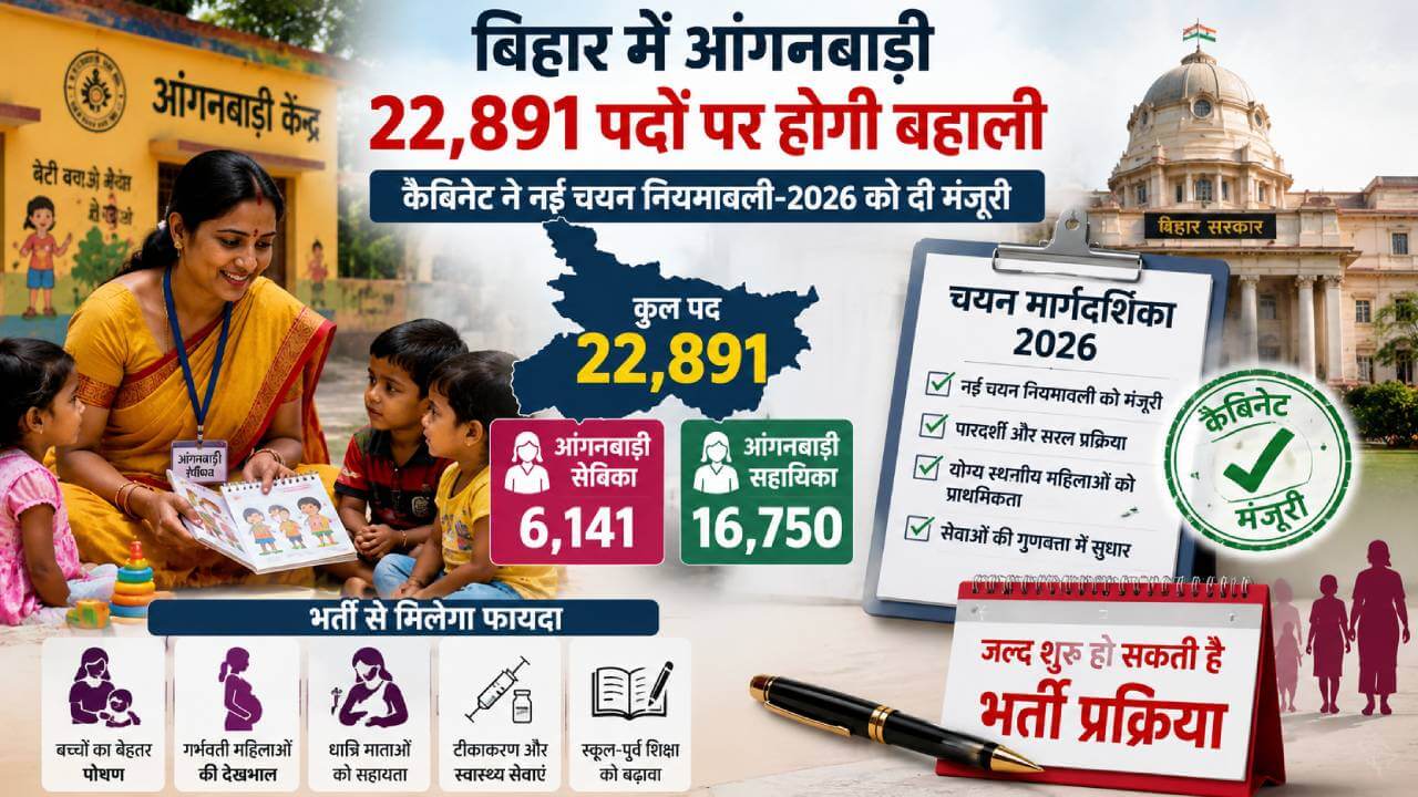 बिहार में आंगनबाड़ी भर्ती का रास्ता साफ, 22,891 सेविका-सहायिका पदों पर जल्द होगी बहाली