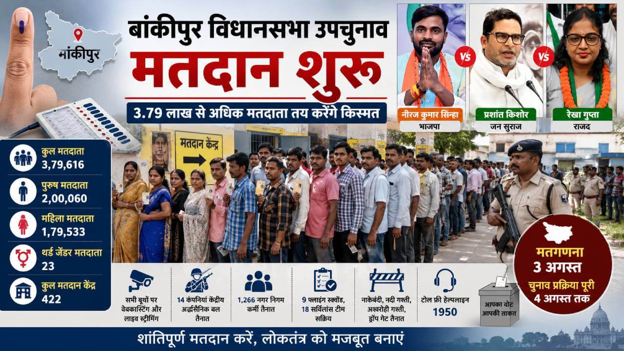 बांकीपुर उपचुनाव में वोटिंग शुरू, 3.79 लाख मतदाता तय करेंगे 25 उम्मीदवारों की किस्मत