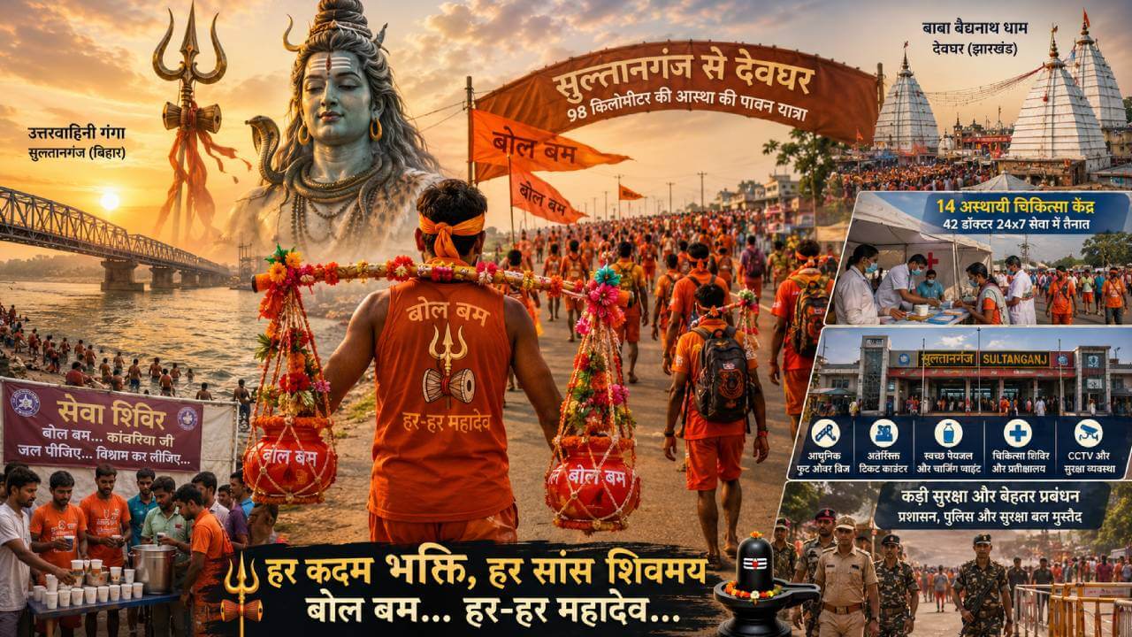 जब 'बोल बम' से गूंज उठी धरती... सुलतानगंज से बाबा धाम तक आस्था की यात्रा शुरू