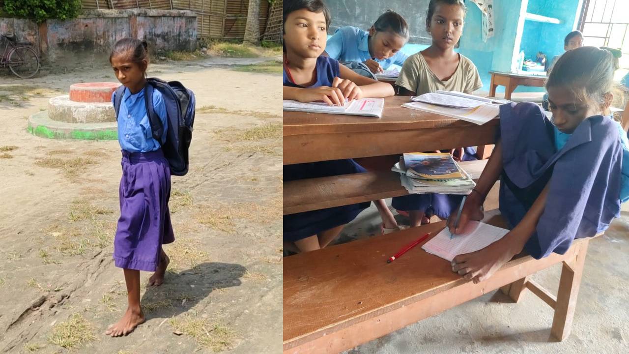 हाथ नहीं... लेकिन हौसले हैं हजार, पैरों से अपना भविष्य लिख रही है लक्ष्मी