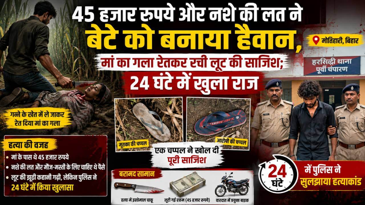 45 हजार रुपये और नशे की लत ने बेटे को बनाया हैवान, मां का गला रेतकर रची लूट की साजिश; 24 घंटे में खुला राज