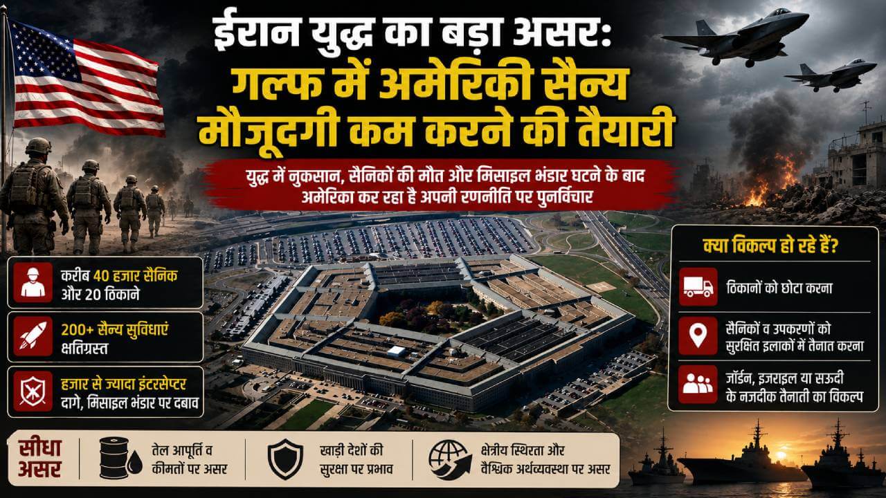 ईरान युद्ध का बड़ा असर: गल्फ में अमेरिकी सैन्य मौजूदगी कम करने की तैयारी