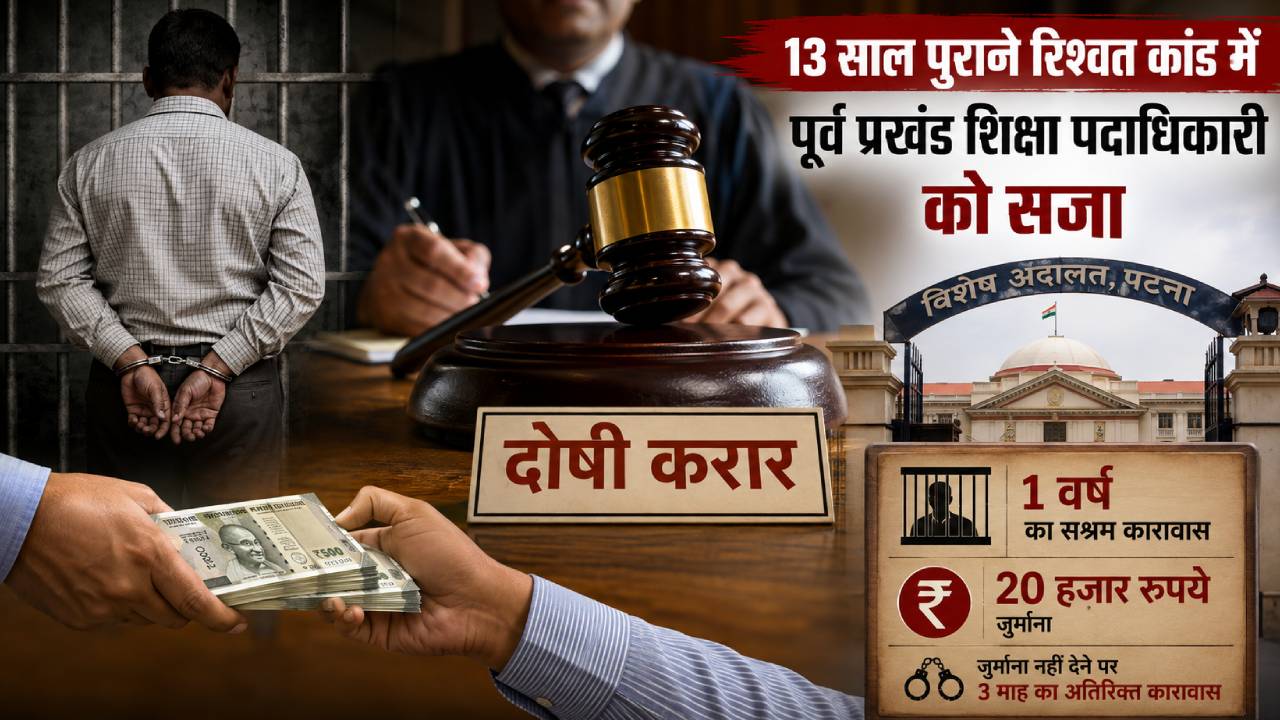 13 साल पुराने रिश्वत कांड में पूर्व प्रखंड शिक्षा पदाधिकारी को सजा