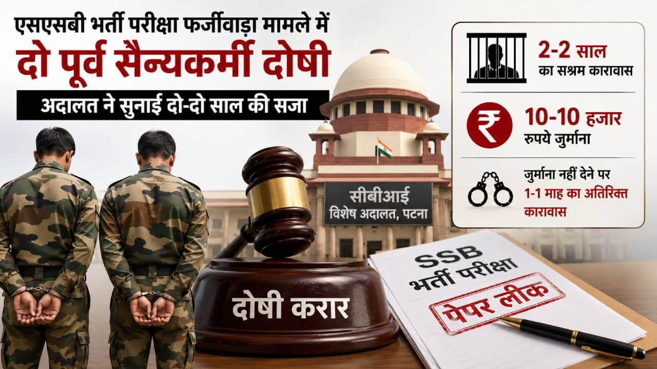 एसएसबी भर्ती परीक्षा फर्जीवाड़ा मामले में दो पूर्व सैन्यकर्मी दोषी, अदालत ने सुनाई दो-दो साल की सजा