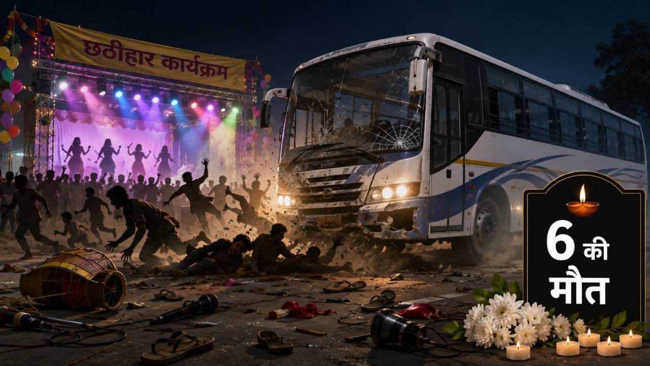 पश्चिम चंपारण: छठीहार की खुशियां पलभर में मातम में बदलीं, आर्केस्ट्रा देख रही भीड़ पर चढ़ी बेकाबू बस; 6 की मौत
