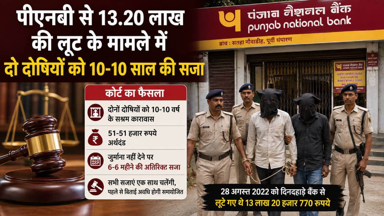 पीएनबी से 13.20 लाख की लूट के मामले में दो दोषियों को 10-10 साल की सजा