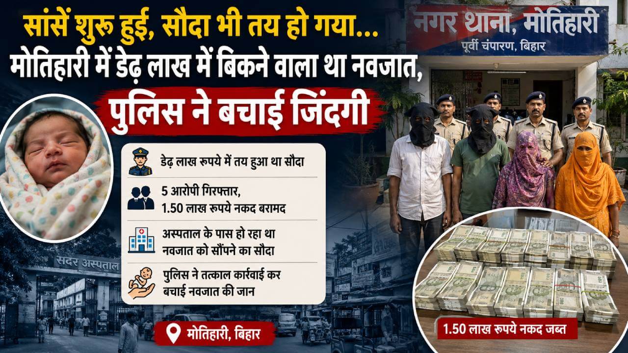सांसें शुरू हुईं, सौदा भी तय हो गया... मोतिहारी में डेढ़ लाख में बिकने वाला था नवजात, पुलिस ने बचाई जिंदगी