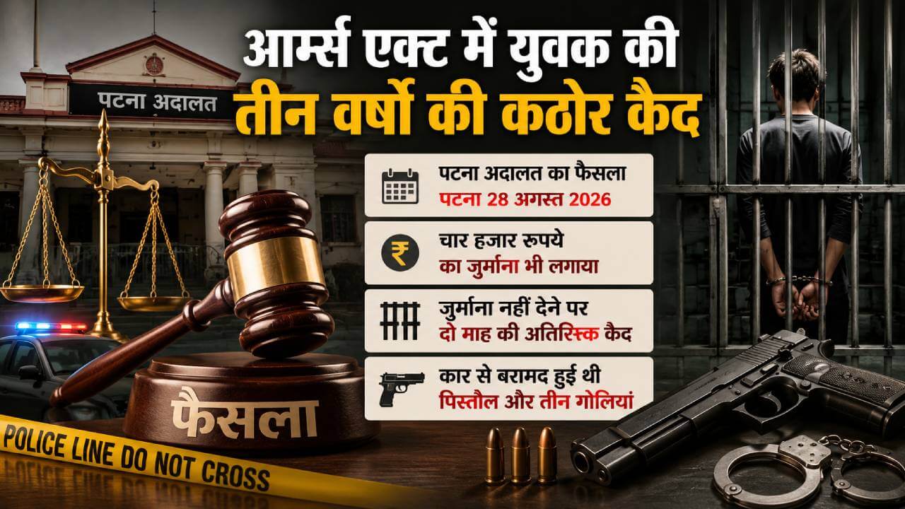 आर्म्स एक्ट में दोषी युवक की तीन वर्षों की कठोर कैद