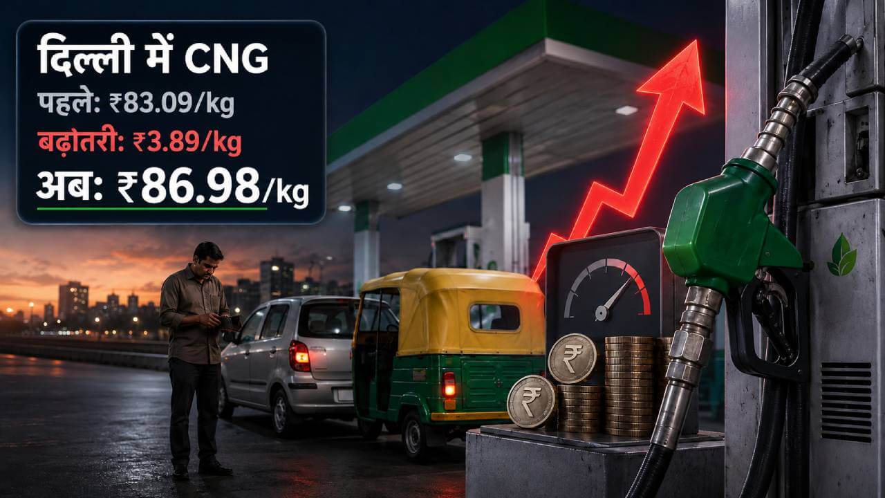 सीएनजी हुई महंगी: आईजीएल ने एक झटके में 3.89 रुपये बढ़ाए दाम, दिल्ली में अब 86.98 रुपये किलो
