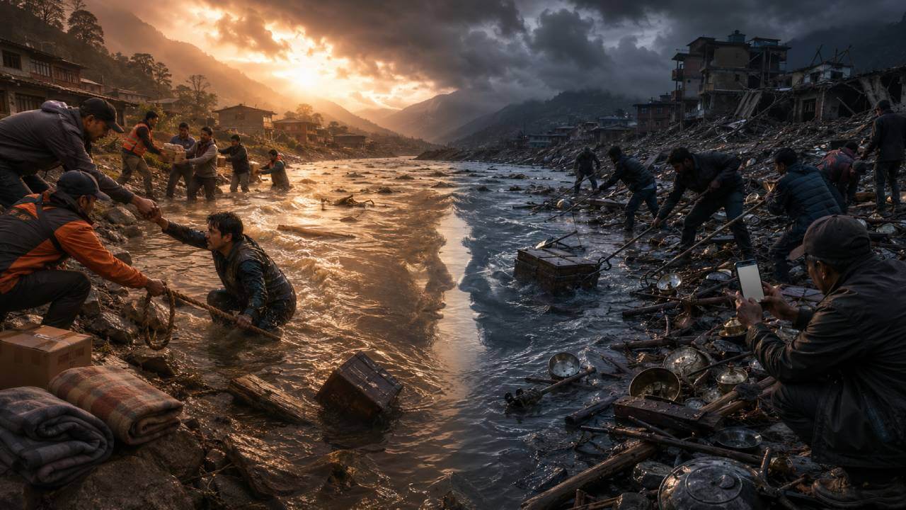 एक ही बाढ़ के चेहरे दो : नदी के किनारे संवेदनाओं और स्वार्थ के टकराव