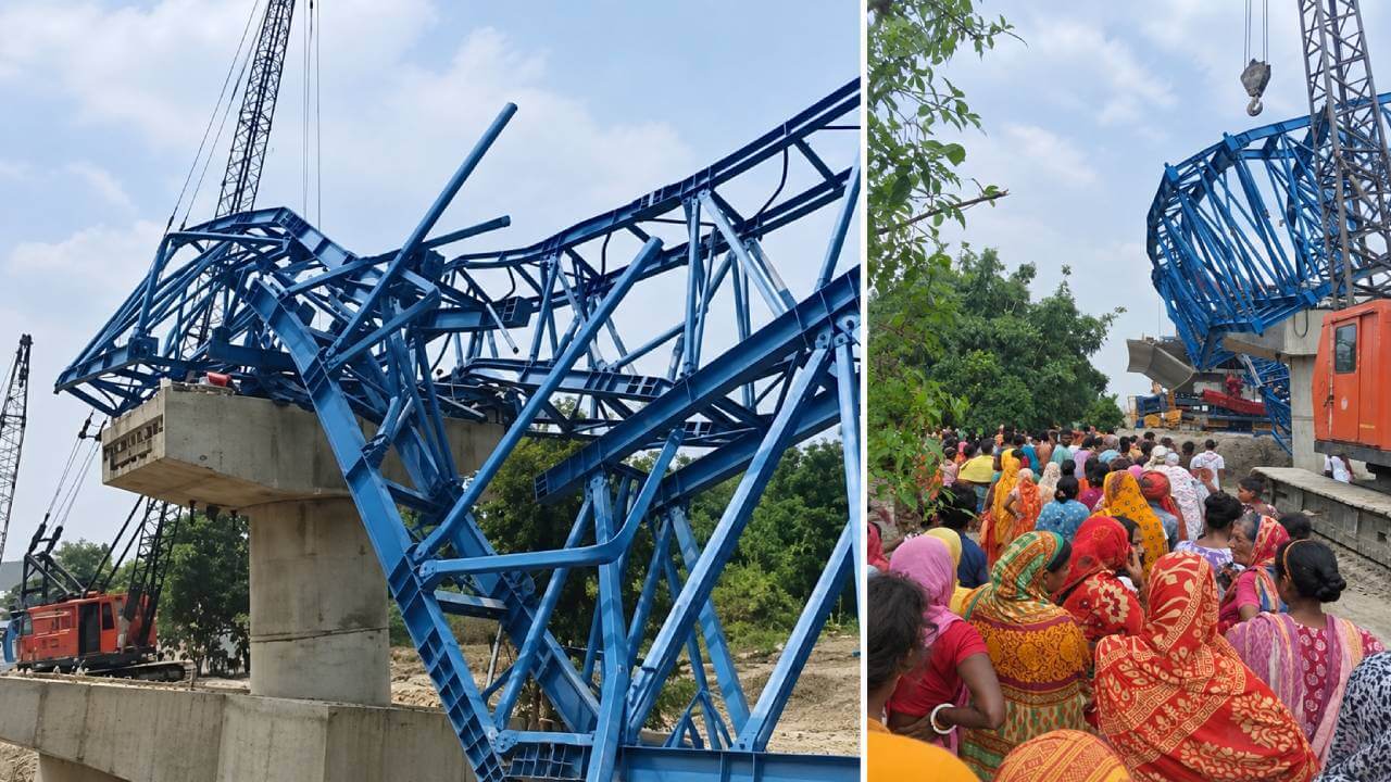 वैशाली में पुल निर्माण के दौरान लॉन्चर गिरा, मजदूर घायल; तेजस्वी ने उठाए सवाल, मंत्रालय ने बताई तकनीकी खराबी