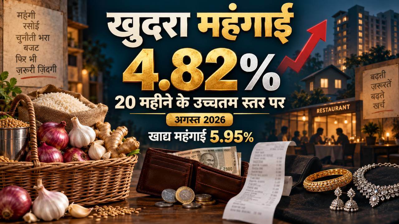 महंगाई का नया झटका: अगस्त में खुदरा महंगाई दर 4.82 प्रतिशत, 20 महीने के उच्चतम स्तर पर