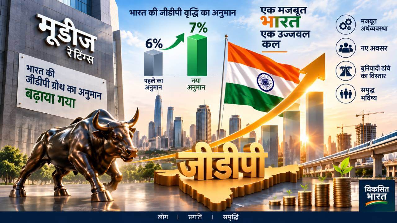 मूडीज का भारत की अर्थव्यवस्था पर बढ़ा भरोसा, जीडीपी ग्रोथ का अनुमान 6% से बढ़ाकर 7% किया