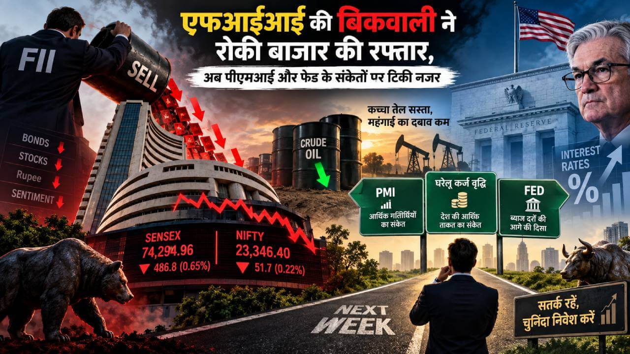 एफआईआई की बिकवाली ने रोकी बाजार की रफ्तार, अब पीएमआई और फेड के संकेतों पर टिकी नजर