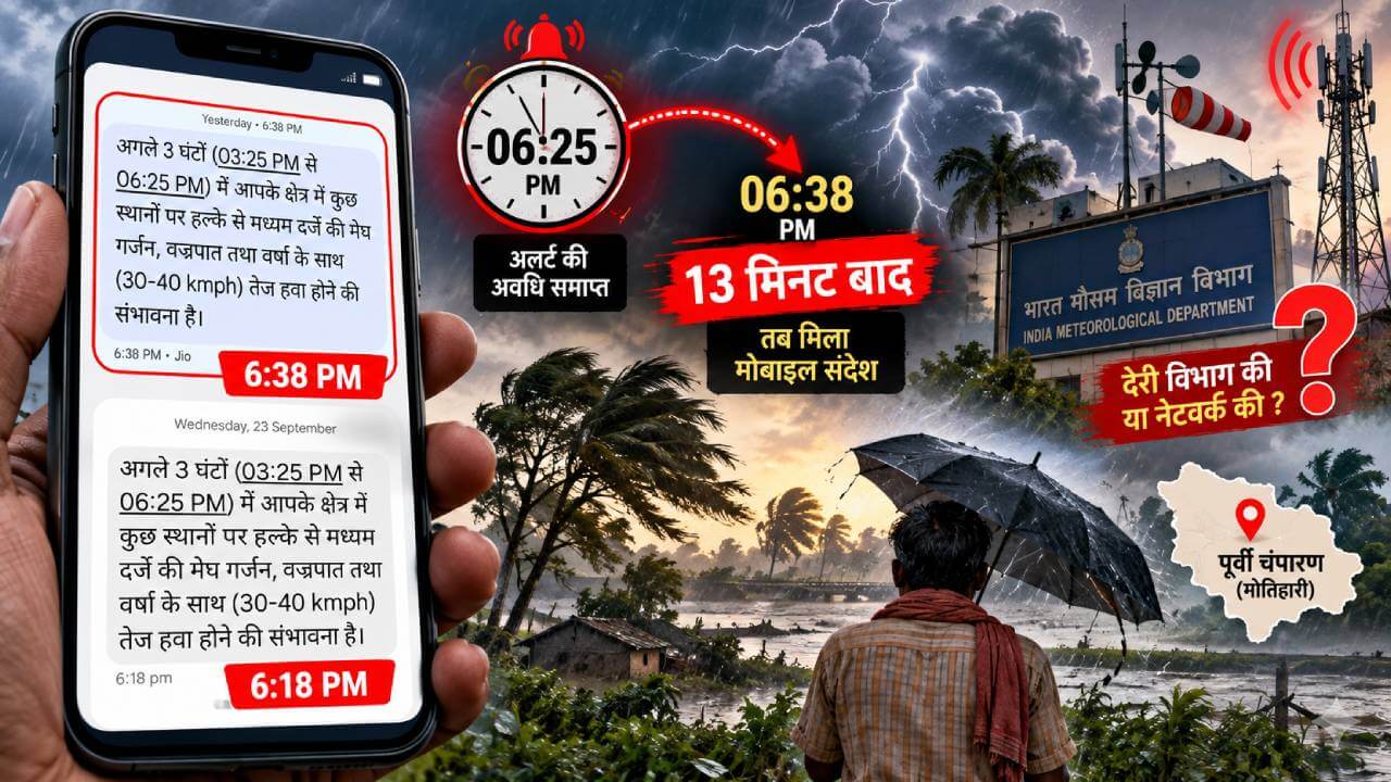 अलर्ट की मियाद खत्म होने के 13 मिनट बाद पहुंची मौसम की चेतावनी, सीमाई जिले में ‘लास्ट माइल’ सिस्टम पर सवाल