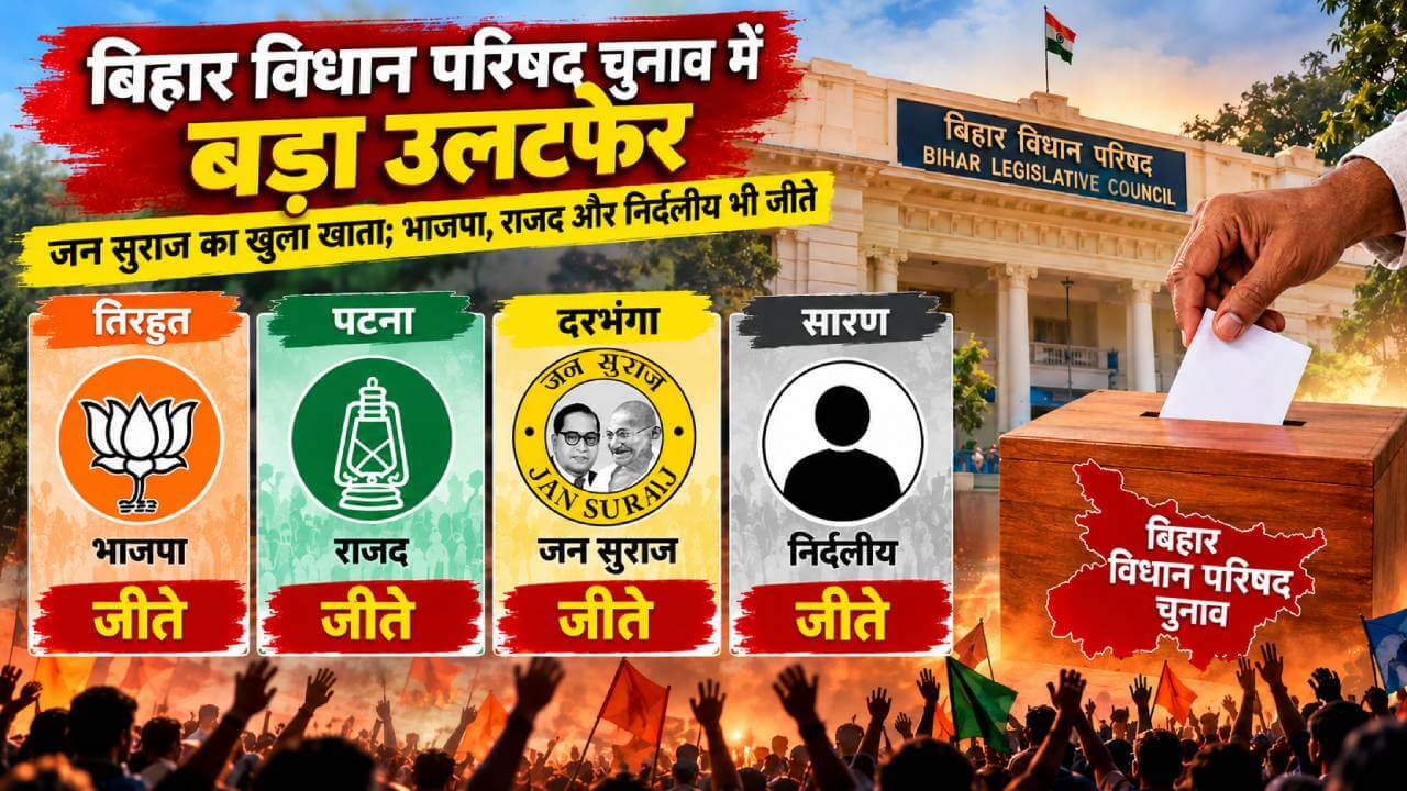 बिहार विधान परिषद चुनाव में बड़ा उलटफेर, जन सुराज का खुला खाता; भाजपा, राजद और निर्दलीय भी जीते