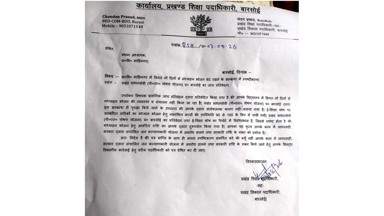 कटिहार: 9 दिन तक बच्चों को नहीं मिला मिड-डे मील, 142 छात्रों वाले स्कूल में सरकारी राशि के दुरुपयोग का शक