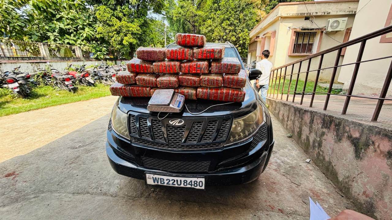 कार के गुप्त तहखाने में 58.93 किलो गांजा, हरसिद्धि पुलिस ने मुख्य सरगना समेत तीन को दबोचा