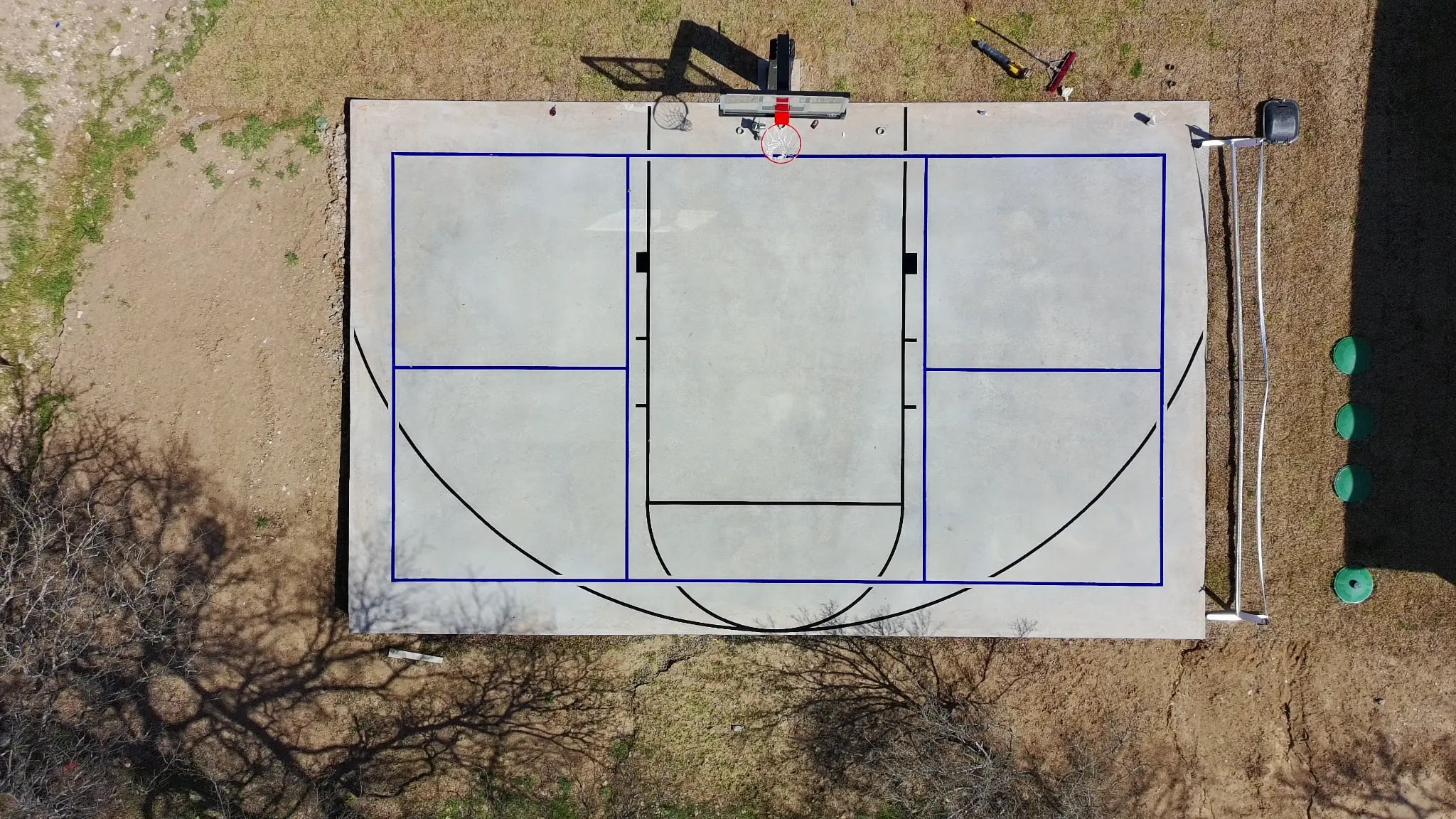 Aerial view of concrete court