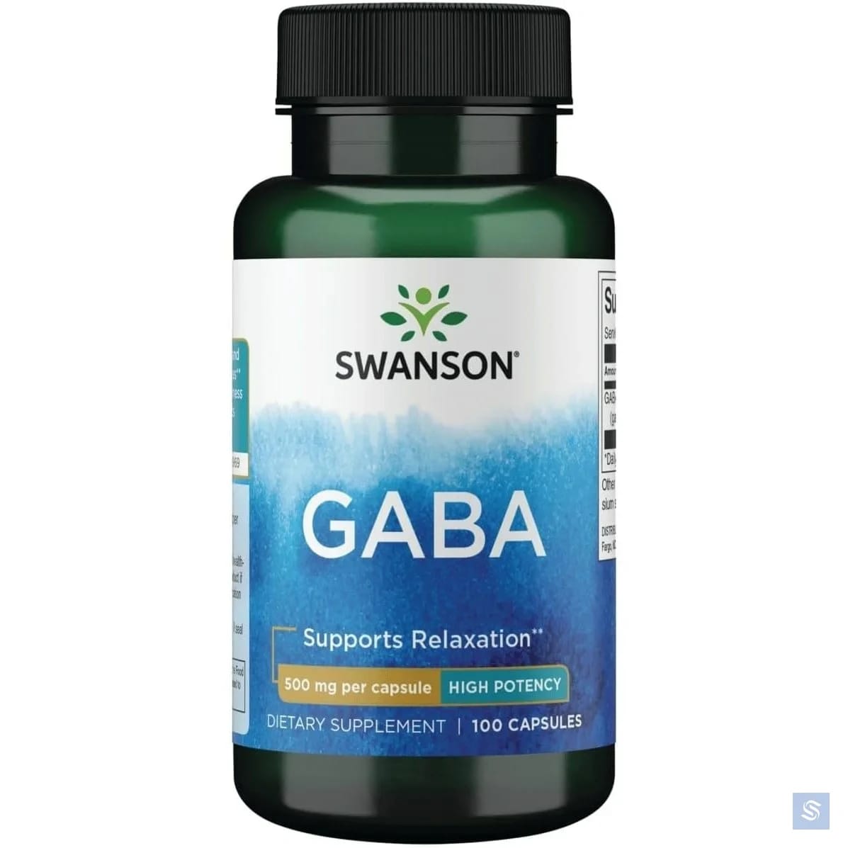 سوانسون جابا (GABA) لدعم الاسترخاء وتقليل التوتر، 500 ملغ، 100 كبسولة