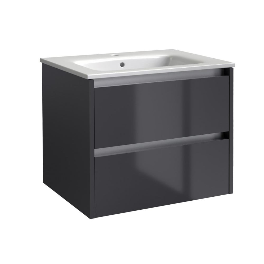City 800x460mm Wall Mounted Unit Storm Grey Gloss