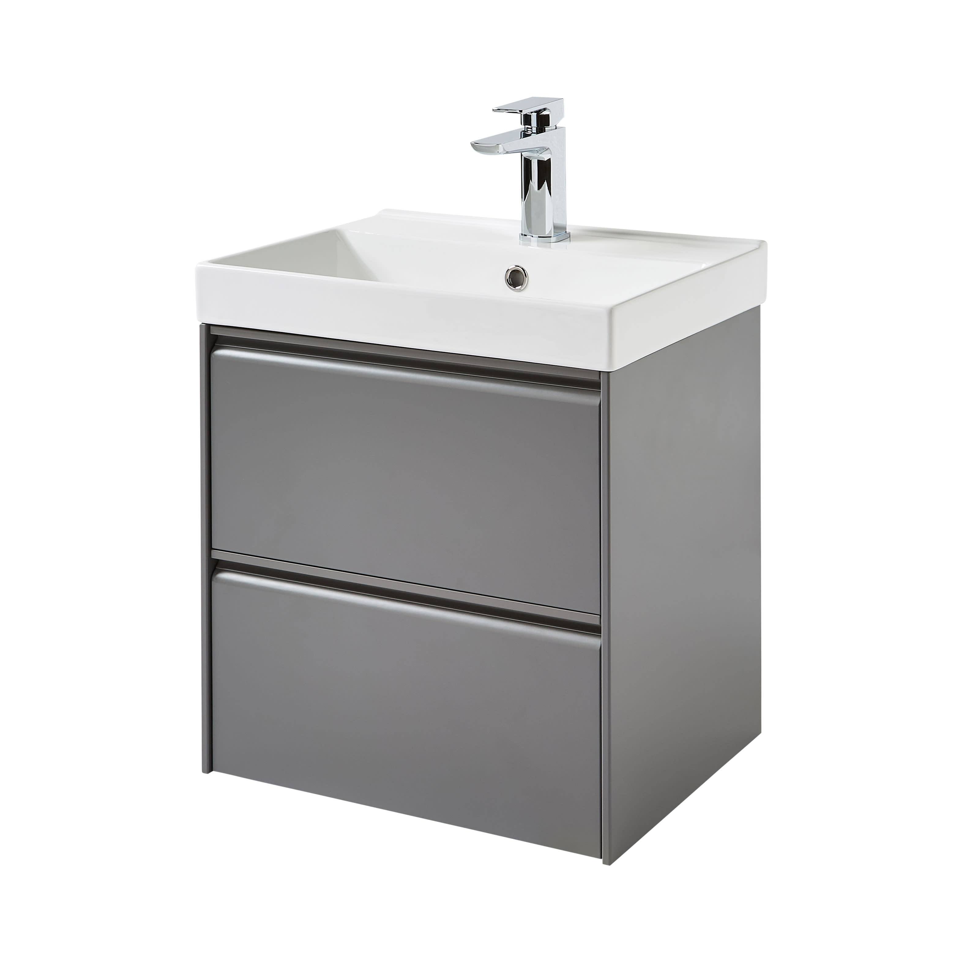 Moon 500mm 2 Drawer Wall Mounted Unit Matt Grey
