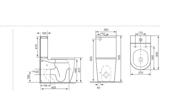 Primo Square Rimless Open Back Comfort Height Pan — view 2