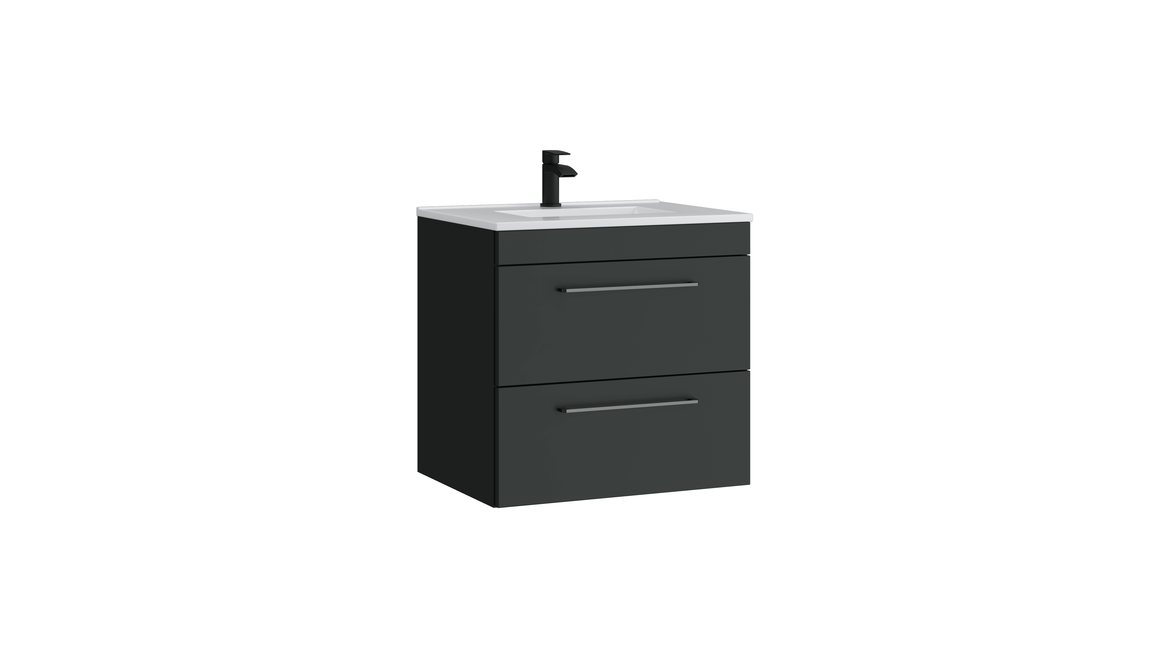Dove 600mm 2 Drawer Wall Mounted Unit Matt Anthracite