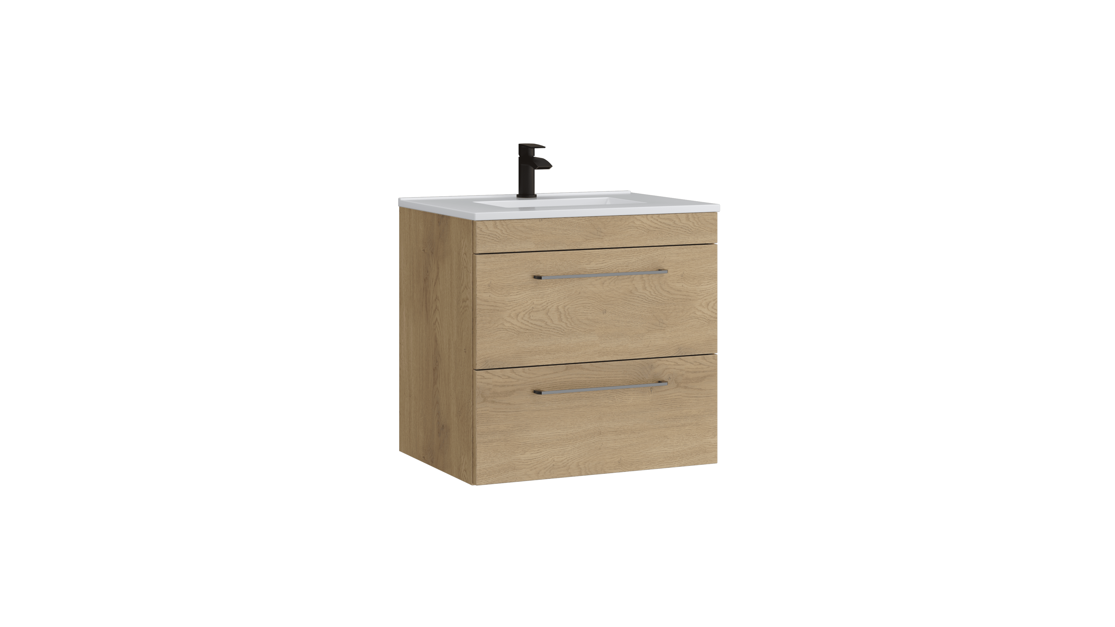 Dove 600mm 2 Drawer Wall Mounted Unit Torro Oak