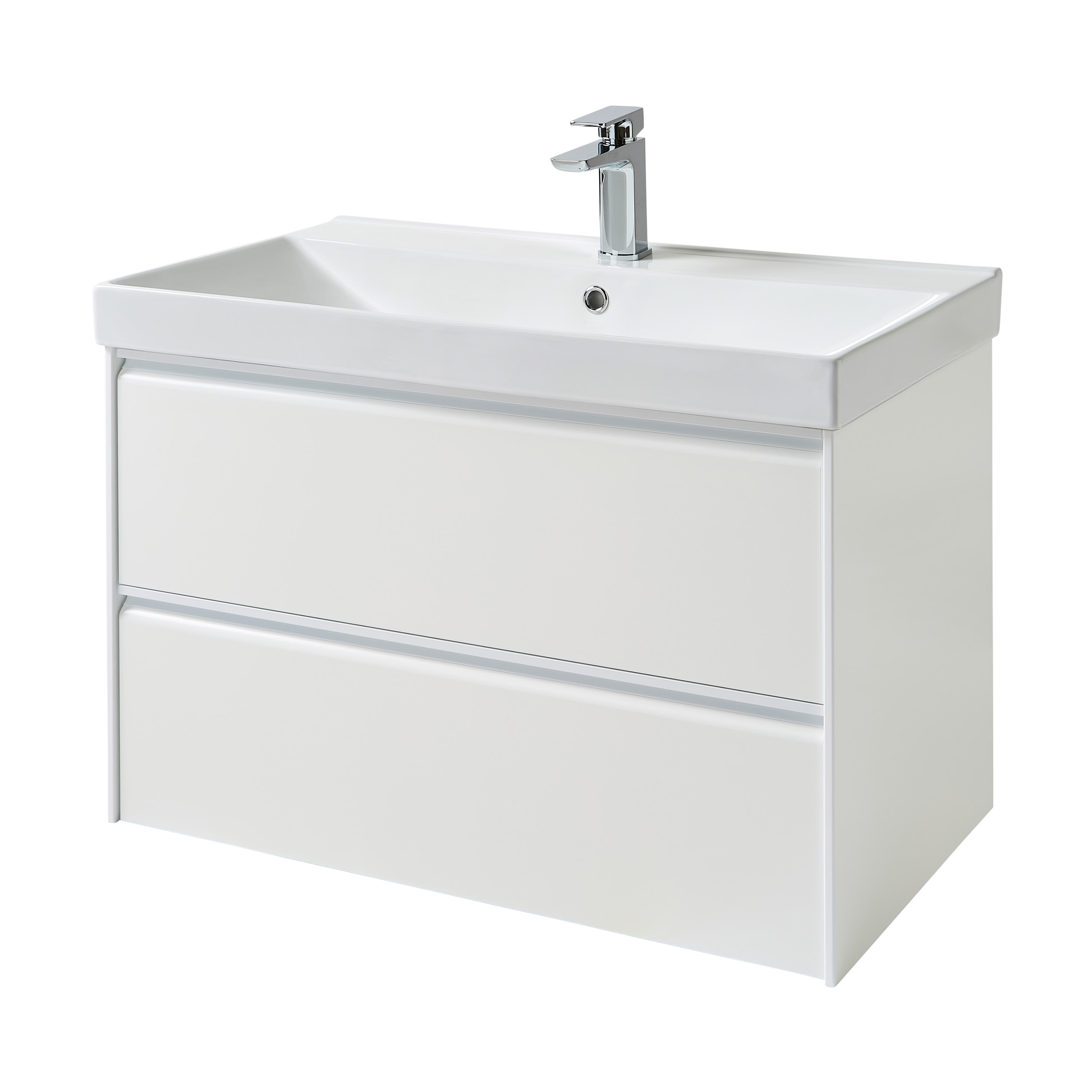 Moon 800mm 2 Drawer Wall Mounted Unit Matt White — view 2