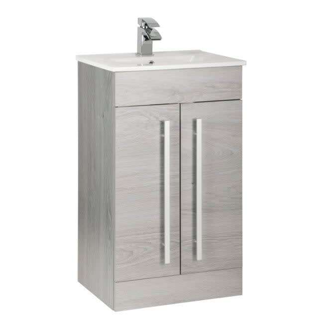 Purity 390. 500mm 2 Door Floor Standing Unit Silver Oak — view 2