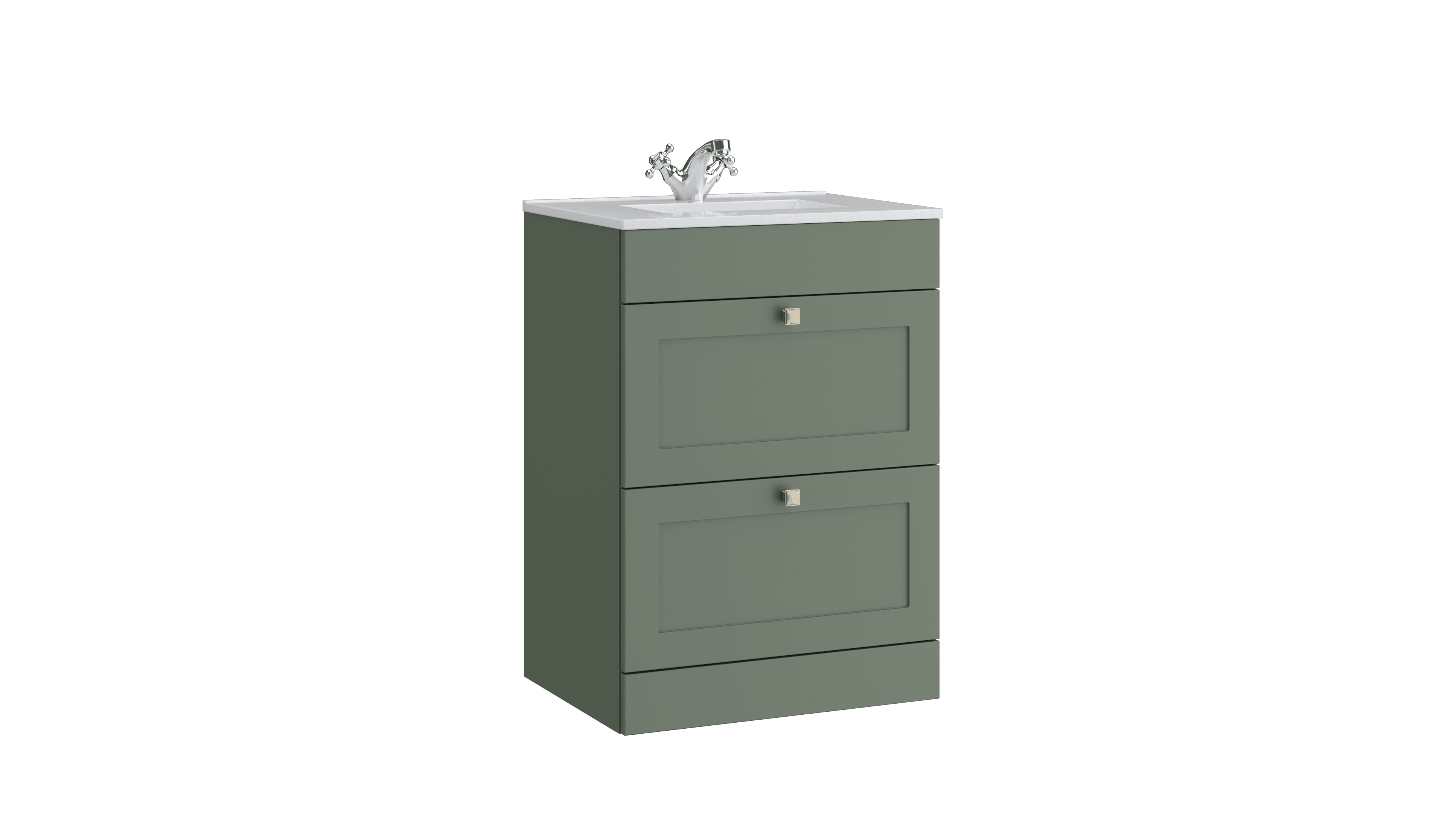 Sanctuary 600mm 2 Drawer Floor Standing Unit Matt White