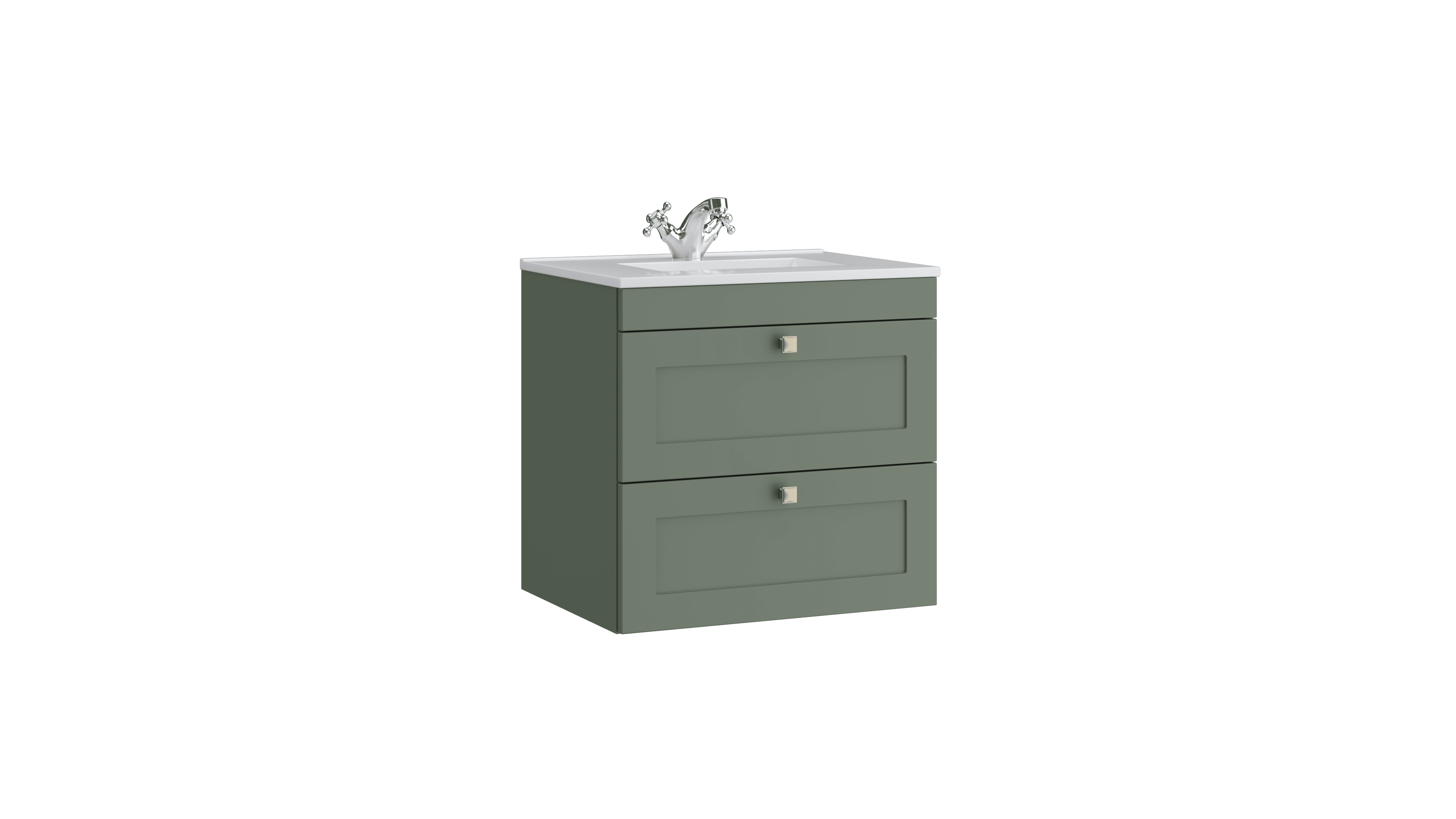Sanctuary 600mm 2 Drawer Wall Mounted Unit Corymbia Green