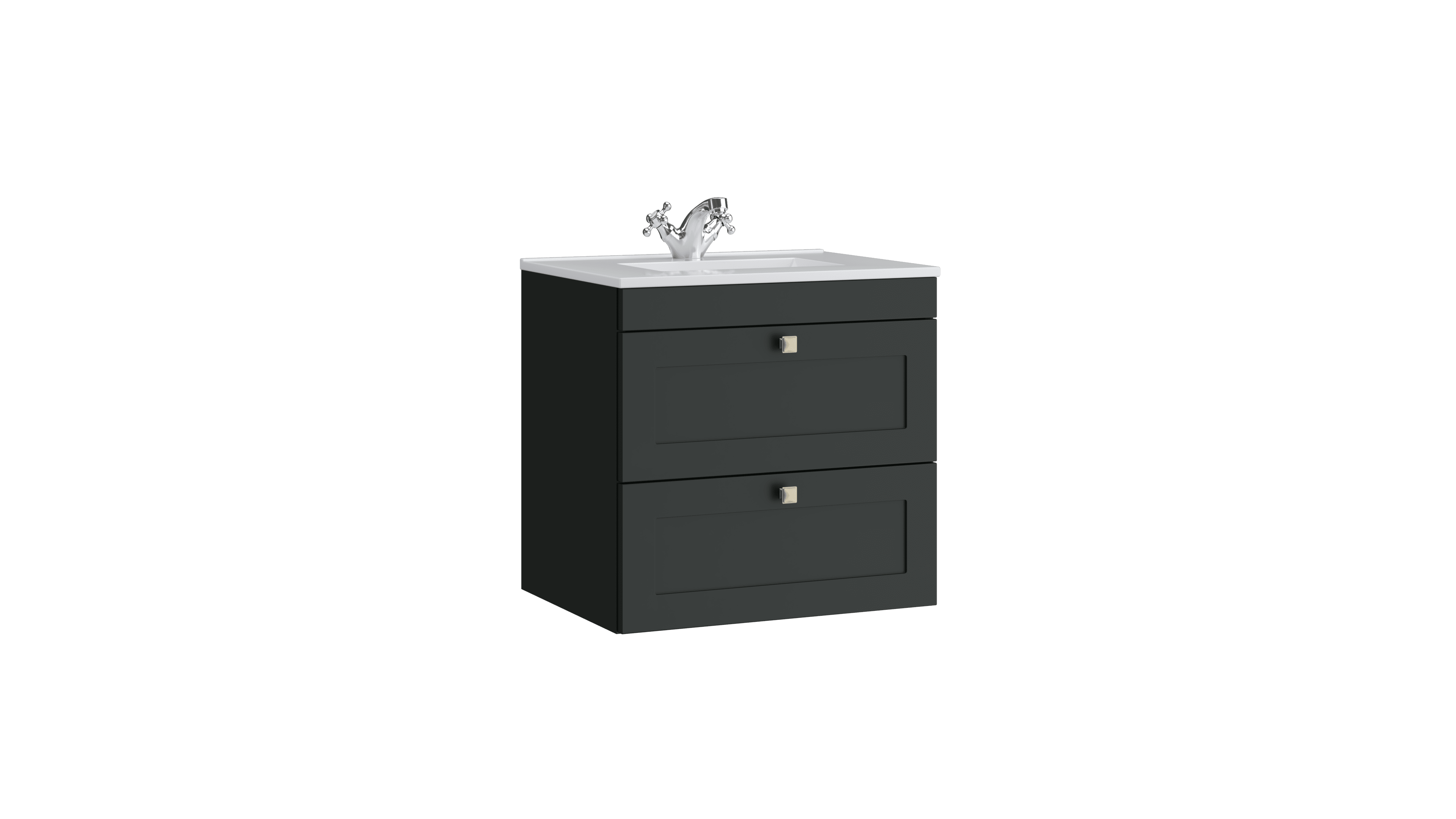 Sanctuary 600mm 2 Drawer Wall Mounted Unit Matt Anthracite