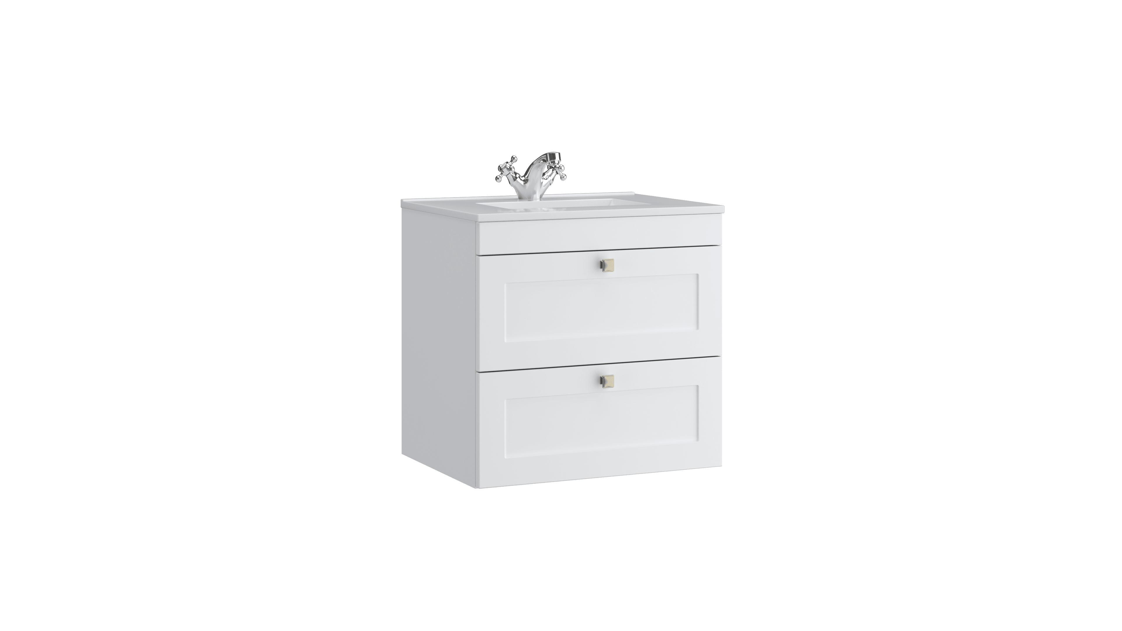 Sanctuary 600mm 2 Drawer Wall Mounted Unit Matt White