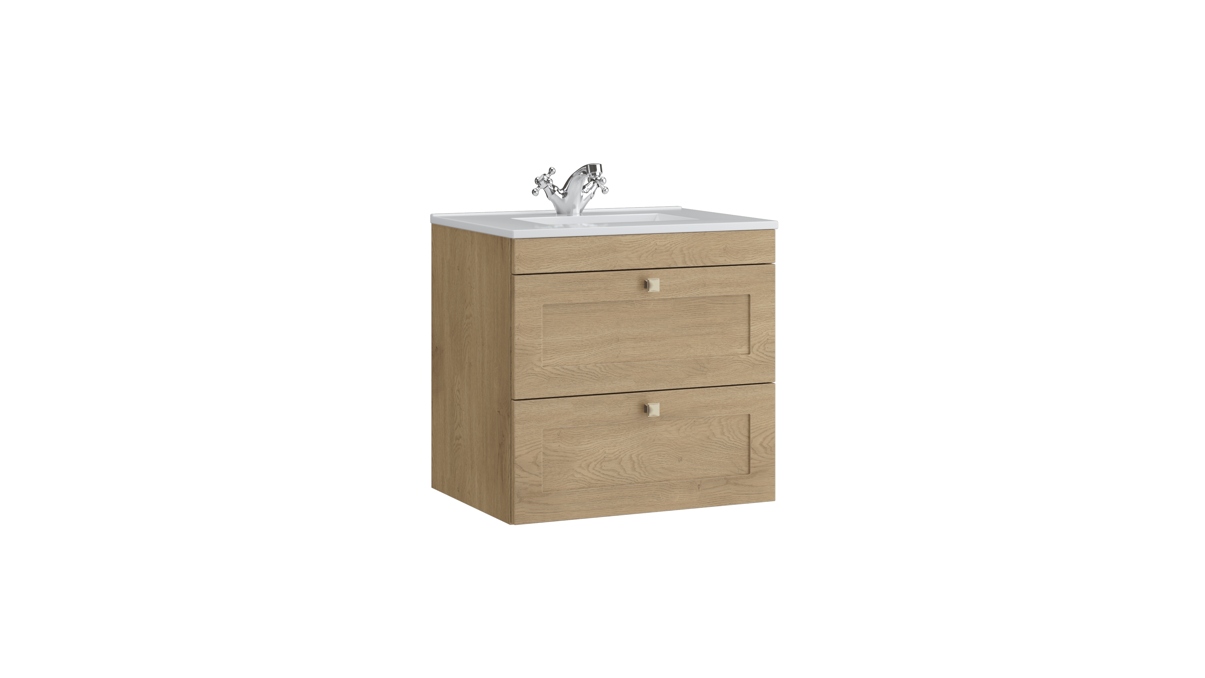 Sanctuary 600mm 2 Drawer Wall Mounted Unit Torro Oak