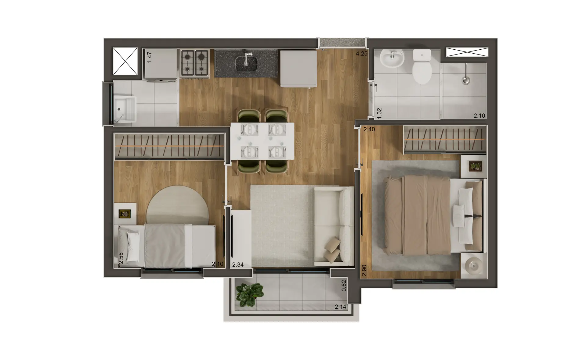 Planta 2 dormitórios
