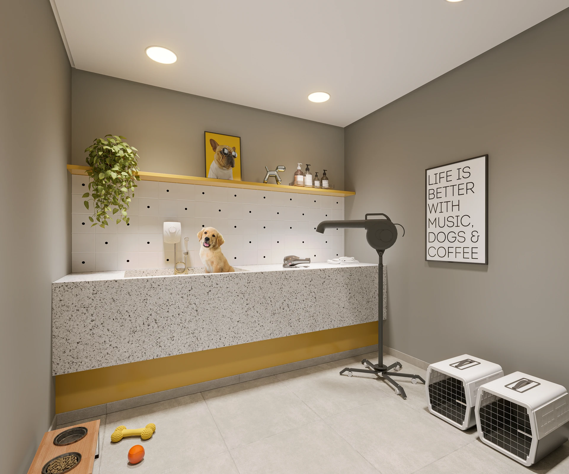 Portaria com apoio para pet care
