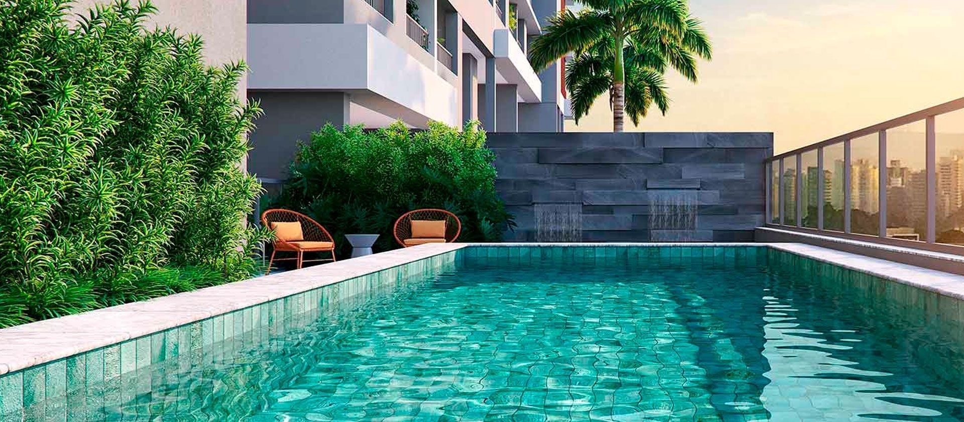 Perspectiva artística da piscina