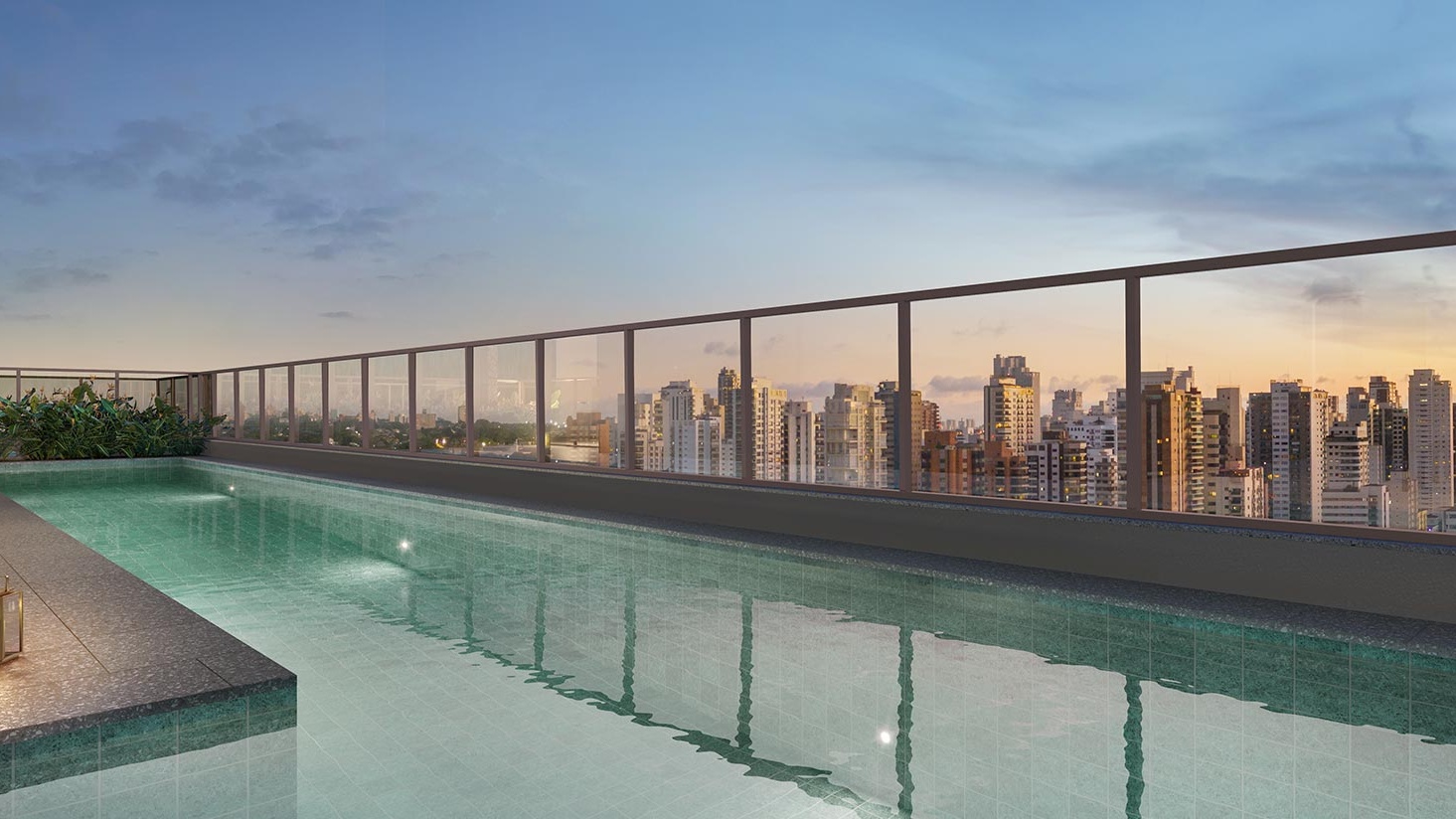Perspectiva artística da piscina