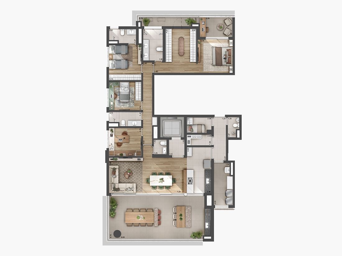 Planta 3 suítes · home office
