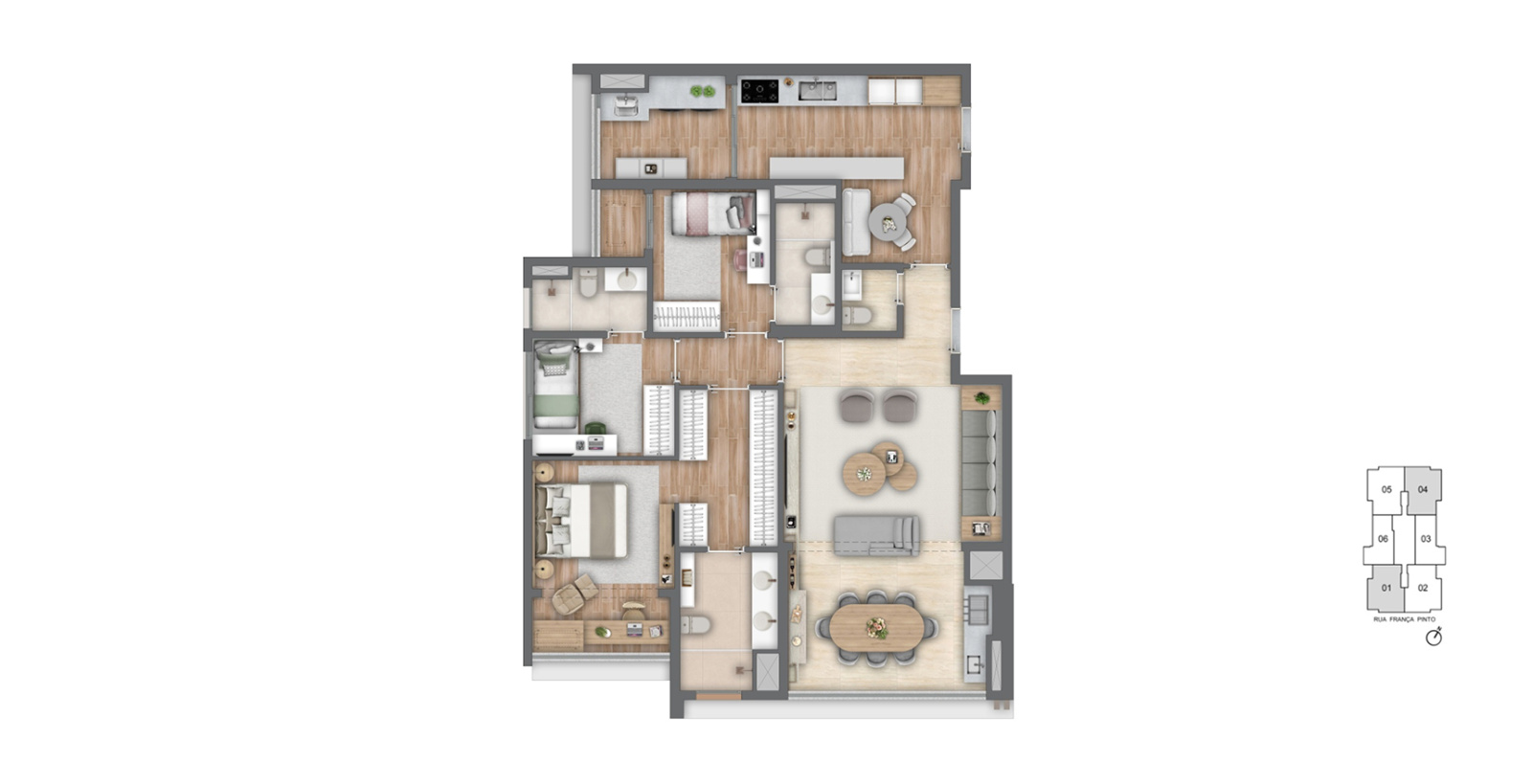 Planta 3 suítes