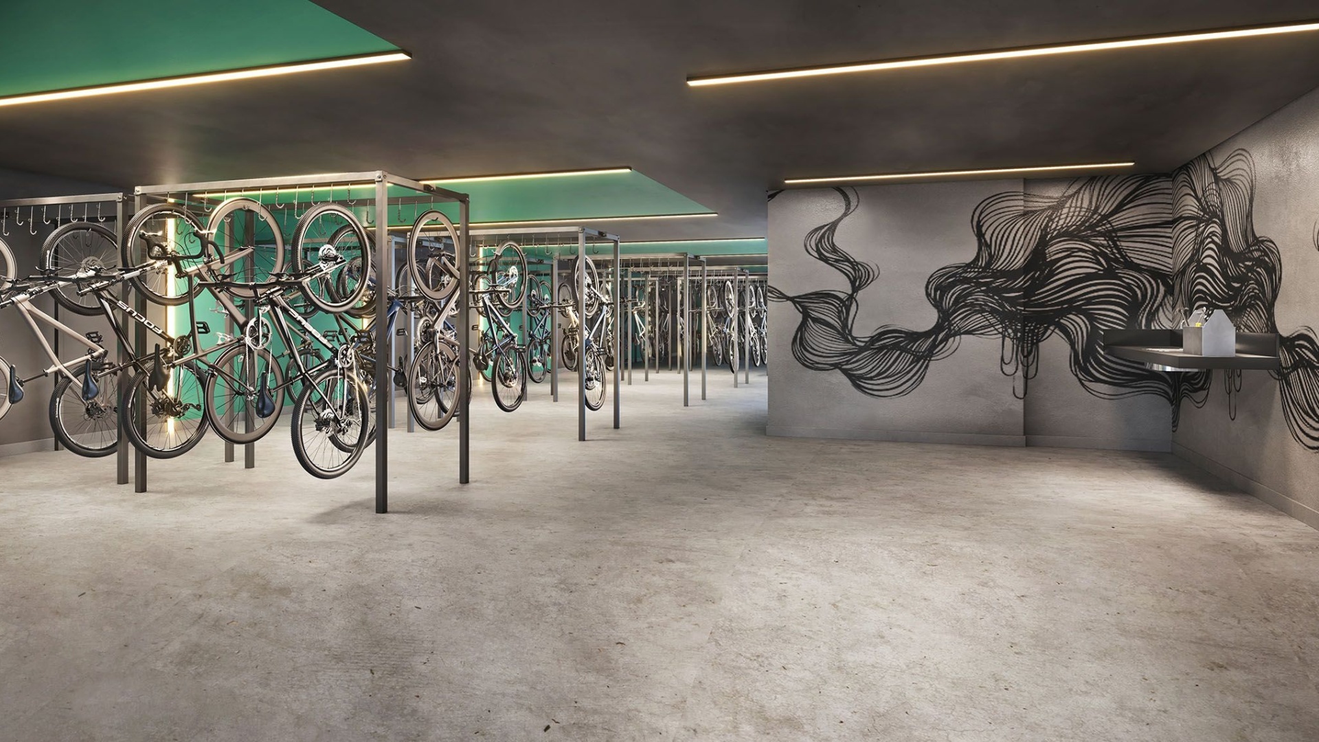 Perspectiva artística do bicicletário