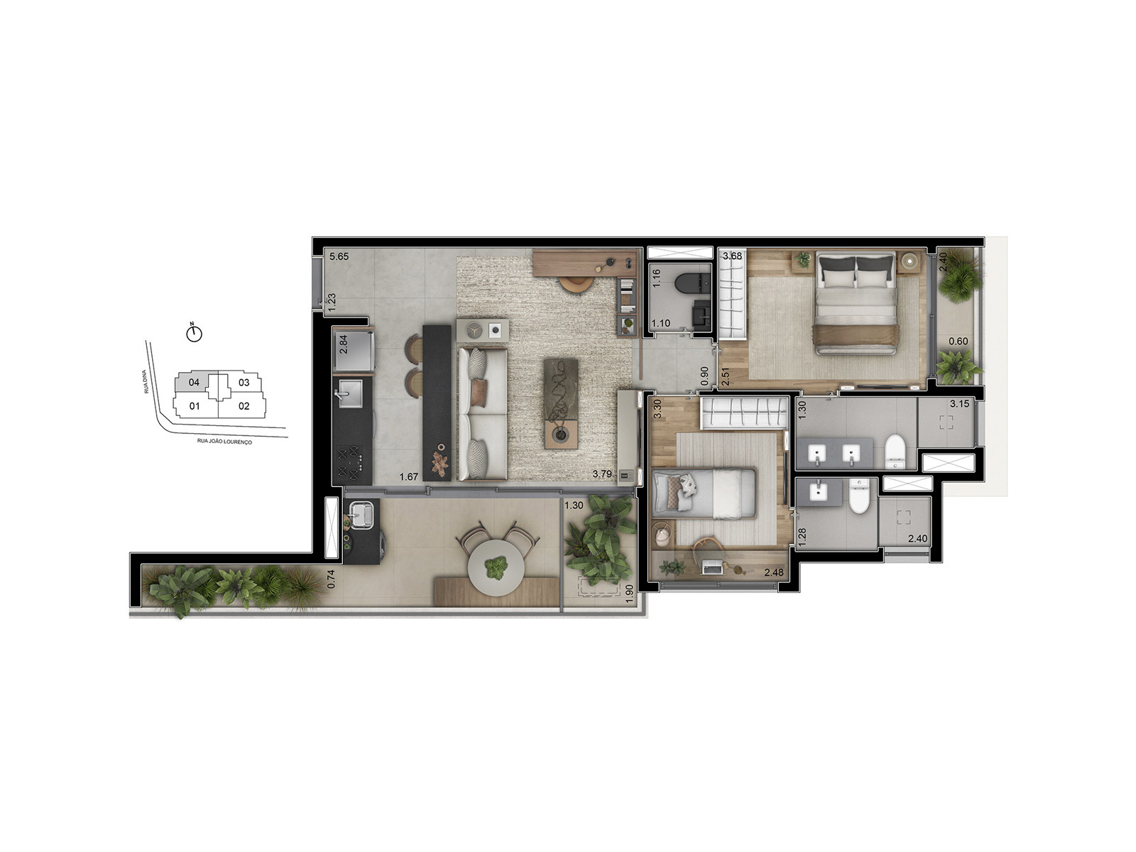 Planta 2 suítes