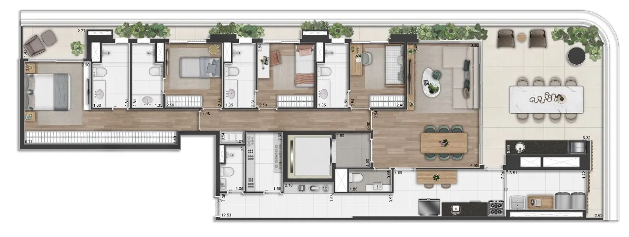 Planta 4 suítes